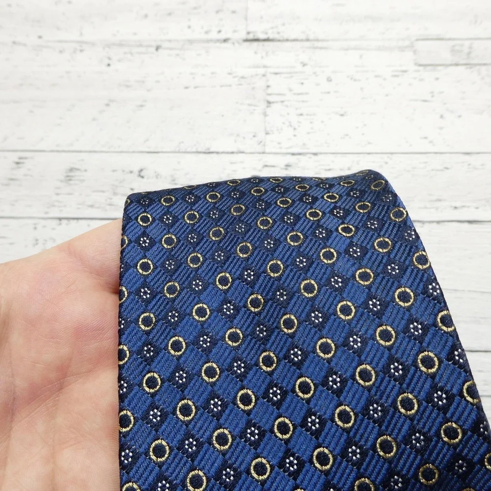 Nautica‎ Tie Mens One Size Blue Geometric 100% Silk Jacquard Classic Necktie